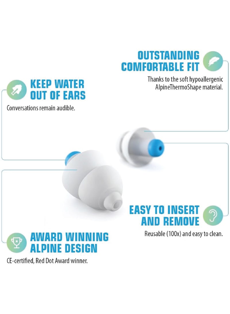 Alpine سدادات أذن مائية قابلة لإعادة الاستخدام من ألباين سويم سيف – تحمي من الماء والالتهابات، مع علبة تخزين - Image 3