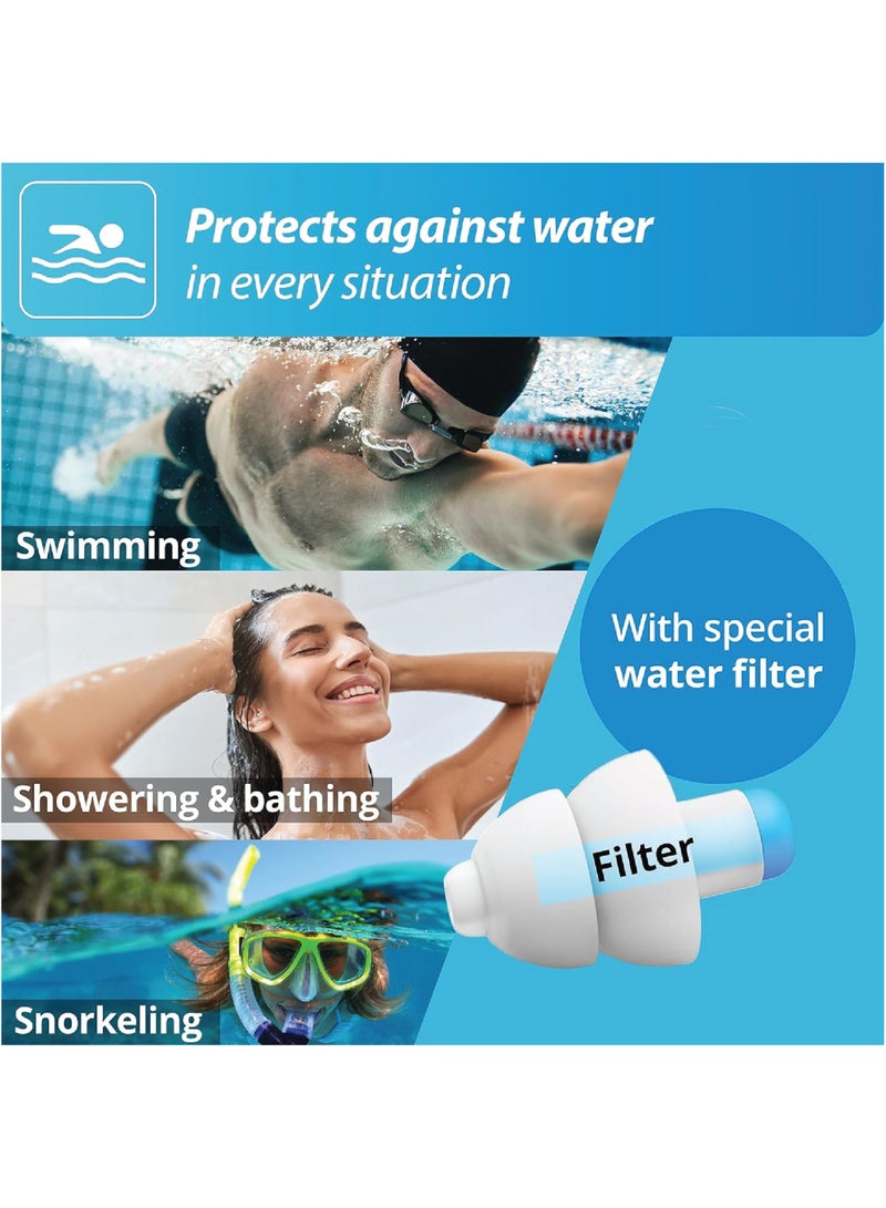 Alpine سدادات أذن مائية قابلة لإعادة الاستخدام من ألباين سويم سيف – تحمي من الماء والالتهابات، مع علبة تخزين - Image 2