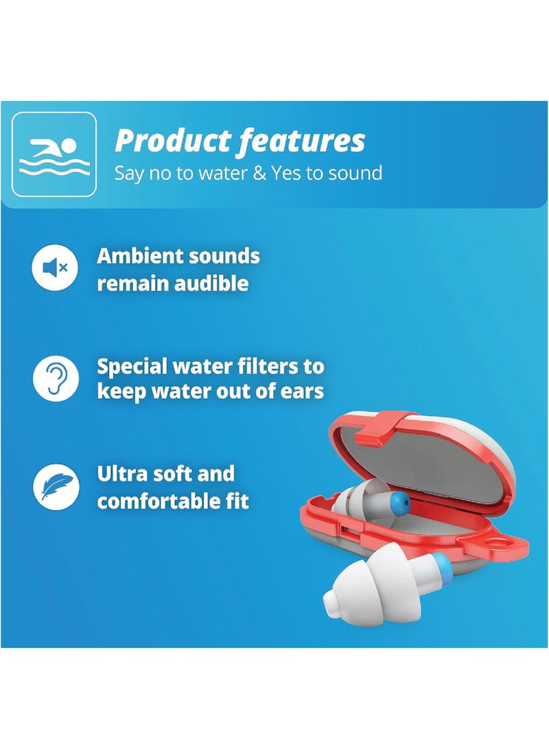 Alpine سدادات أذن مائية قابلة لإعادة الاستخدام من ألباين سويم سيف – تحمي من الماء والالتهابات، مع علبة تخزين - Image 5