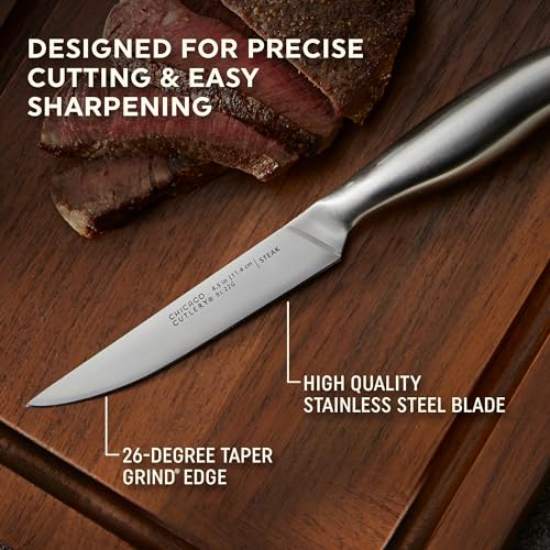 Chicago Cutlery Insignia Steel 4-Piece Steak Knives, 4.5" Stainless Steel Blades for Effortless Cutting, For Home Kitchen and Professional Use - Image 4