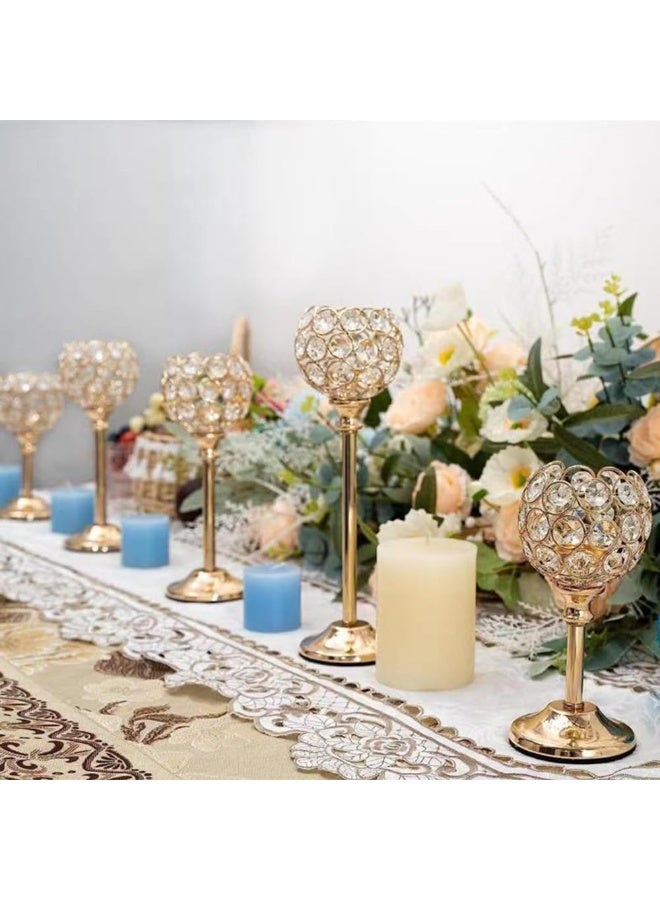 Crystal Candle Holders Set of 3, Gold Vintage Hollow Ball Candelabra, Crystal Metal Tealight Stands for Table Centerpiece, Wedding Dining Room Decor - Image 2