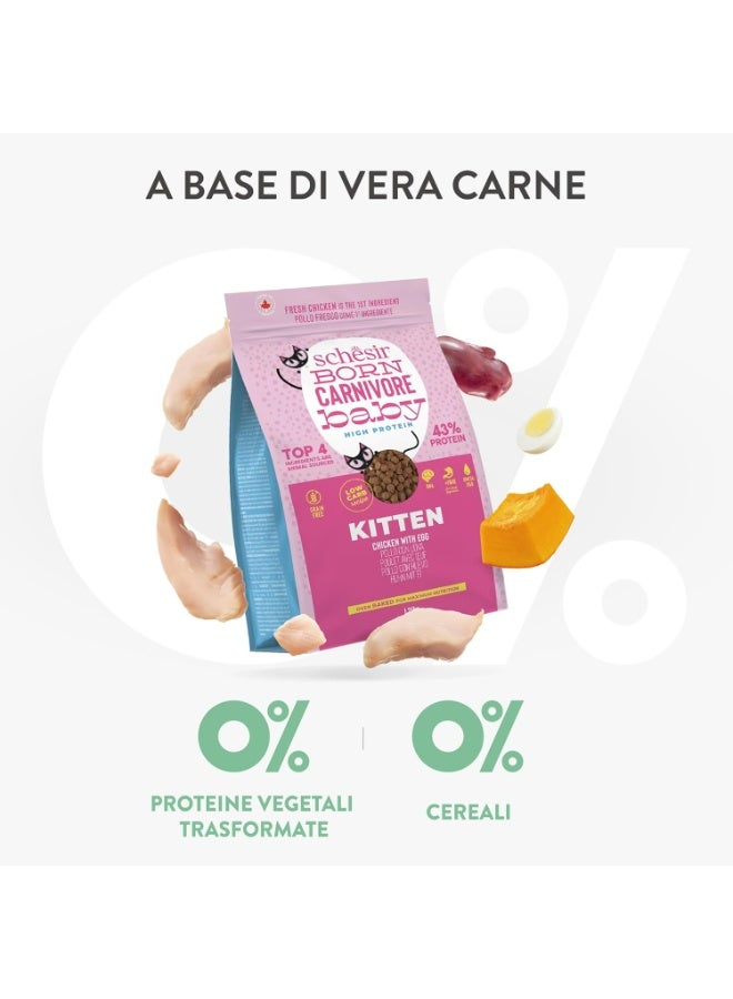 Schesir Born Carnivore Grain Free Oven Baked Dry Cat Chicken & Egg - Kitten - Image 4