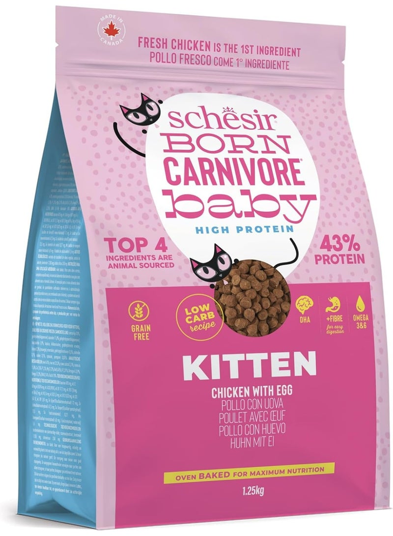 Schesir Born Carnivore Grain Free Oven Baked Dry Cat Chicken & Egg - Kitten - Image 2