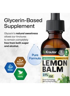 BIO KRAUTER BIO KRAUTER Lemon Balm Leaf Extract - Vegan Melissa Lemon Balm Tincture for Calmness Support - Sugar & Alcohol-Free - 2 Fl. Oz. 