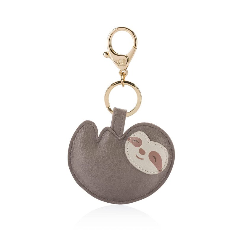 Itzy Ritzy Itzy Ritzy Puffy Diaper Bag Charm Vegan Leather Keychain Accessory with Hinged Clasp Stylish Charm for Purses Totes Backpacks Sloth 