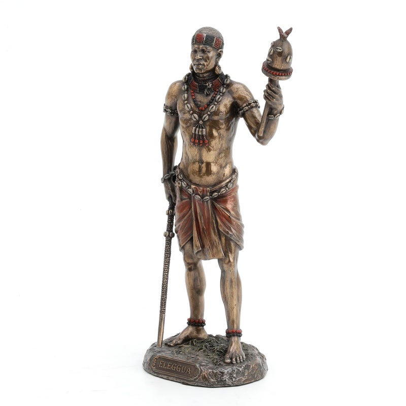 Veronese Designs Veronese Design 8 7/8 Inch Ellugua God of Travelers African Orisha Resin تمثال برونزي - Image 2
