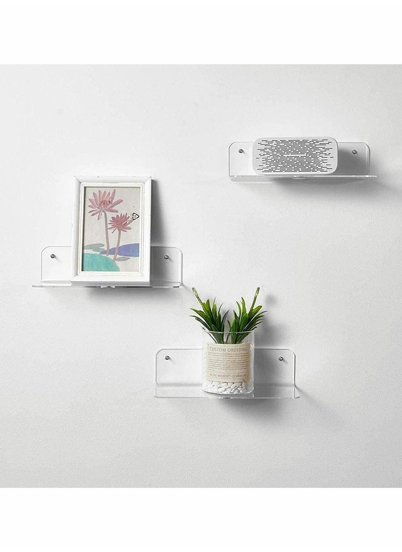 Excefore - Acrylic Shelves Wall Bookshelf for Kids Toy, Clear Invisible Small Picture Ledge Window Shelf,Floating Book Shelves for Kids Room Nursery Wall Rack, Easily Expand Wall Space, 2 Pcs - Image 1