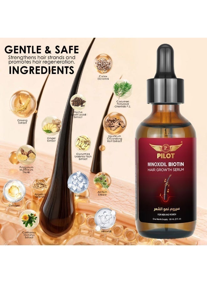 بايلوت سيروم بايلوت مينوكسيديل لنمو الشعر 60 مل | علاج تساقط الشعر للرجال والنساء | مع البيوتين ومستخلصات عشبية - Image 5