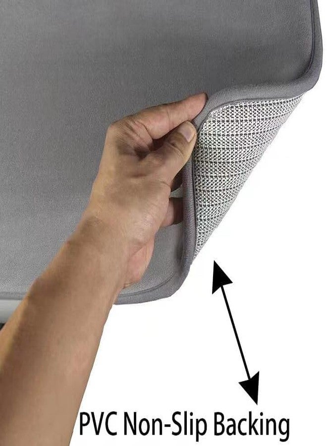 Madeals Memory Foam Bathroom Mat Set 3 Piece Bathroom Contour Rugs Combo, Soft Shaggy 2 Piece Bath Shower Mat and U-Shaped Toilet Floor Rug Grey - Image 3