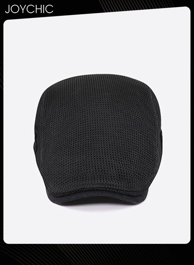 Joychic Men Beret Cap Newsboy Hat Adjustable Irish Cabbie Gatsby Cap Mesh Breathable Driving Hat Outdoor Sun Protection Classic Beret Black  - Image 2