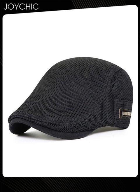 Men Beret Cap Newsboy Hat Adjustable Irish Cabbie Gatsby Cap Mesh Breathable Driving Hat Outdoor Sun Protection Classic Beret Black