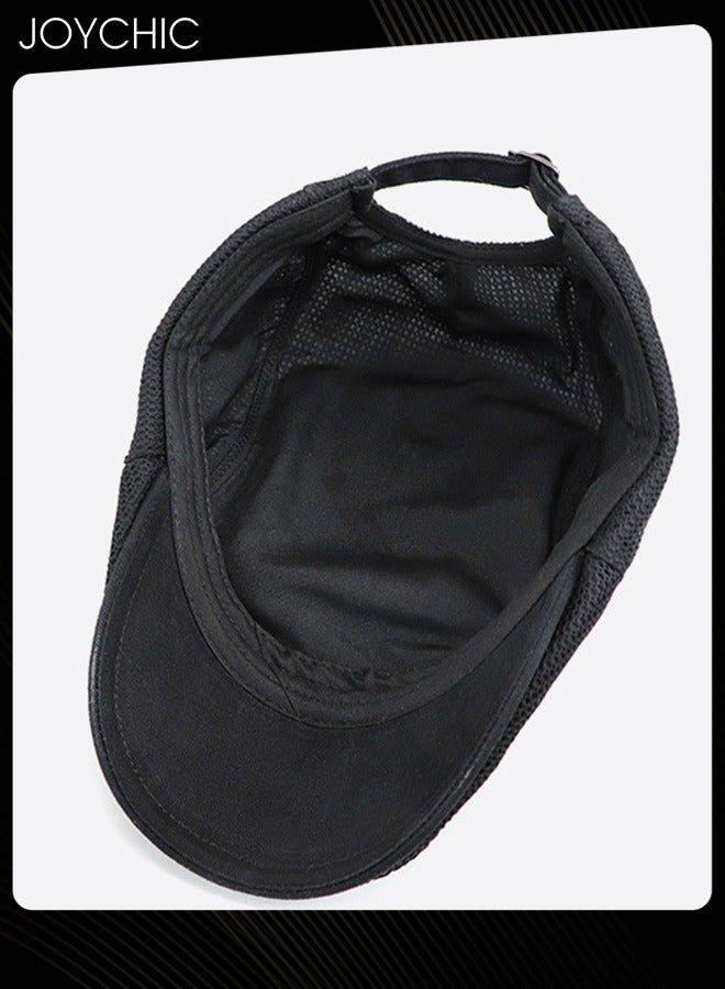 Joychic Men Beret Cap Newsboy Hat Adjustable Irish Cabbie Gatsby Cap Mesh Breathable Driving Hat Outdoor Sun Protection Classic Beret Black  - Image 3