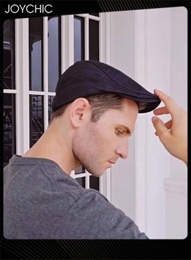 Joychic Men Beret Cap Newsboy Hat Adjustable Irish Cabbie Gatsby Cap Mesh Breathable Driving Hat Outdoor Sun Protection Classic Beret Black  - Image 4
