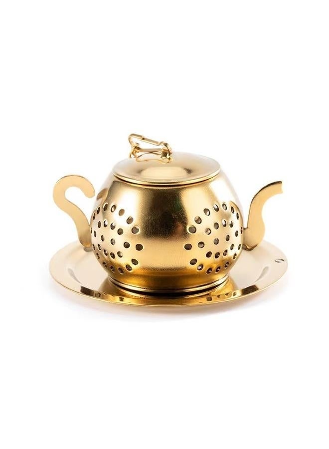 2Pcs Tea Balls for Loose Leaf, Stainless Steel Tea Infusers for Loose Tea, Tea Strainers with Chain Hook and Saucer (Silver+gold)  - Image 4