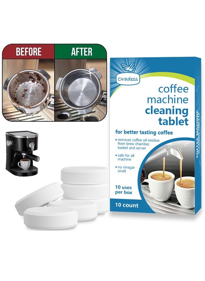 oradess 10 Pcs Coffee Machine Cleaning Tablets - Remove Coffee Oils - calcium deposits and Residue - Automatic Coffee Maker Cleaner Descaler Coffee Grinder Descaling Solution  - Image 1