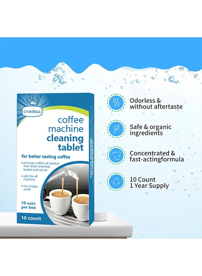 oradess 10 Pcs Coffee Machine Cleaning Tablets - Remove Coffee Oils - calcium deposits and Residue - Automatic Coffee Maker Cleaner Descaler Coffee Grinder Descaling Solution  - Image 5