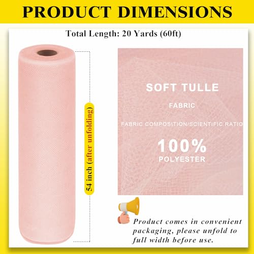 Ableme Deco 54" Tulle Fabric Rolls Blush Tutu Spool Bolt for DIY Wedding Decoration Baby Shower Tutu Skirt Gift Wrapping Roll Packaging - Image 3