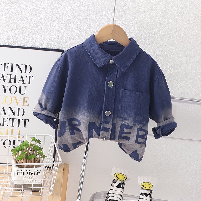 Boys And Girls 2023 New Shirts Korean Style Lapel Tops Unisex Baby Loose Flap Pocket Pants Shirts Trendy - Image 2
