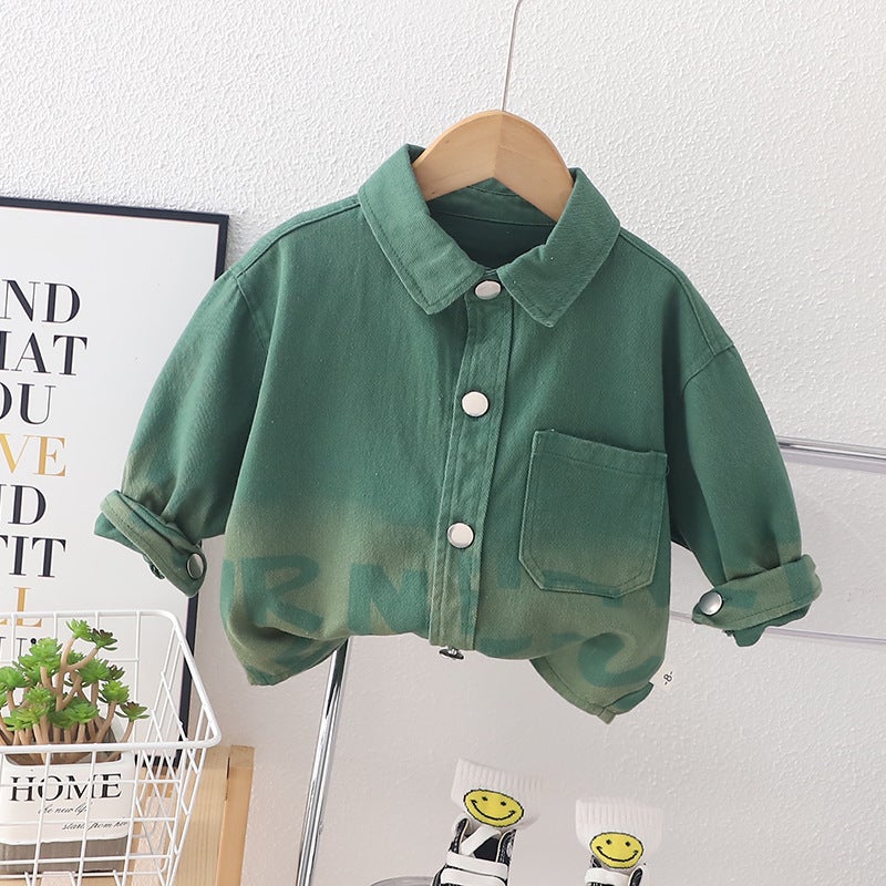Boys And Girls 2023 New Shirts Korean Style Lapel Tops Unisex Baby Loose Flap Pocket Pants Shirts Trendy - Image 3