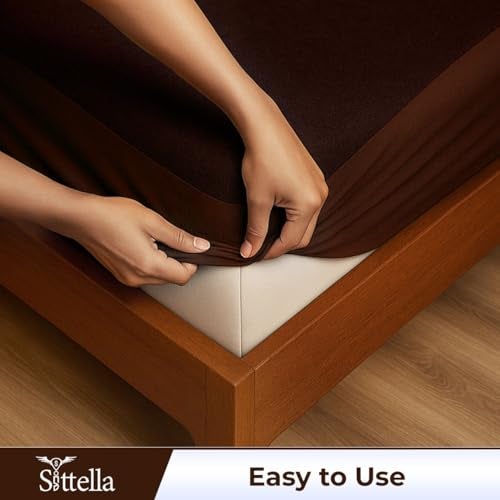 SITTELLA®72 x 72 Inches (6 x 6 Feet) 100% Waterproof Premium Cotton Mattress Protector | Hypoallergenic, Breathable & Ultra-Soft Fitted Bed Protector King Size- Brown - Image 5