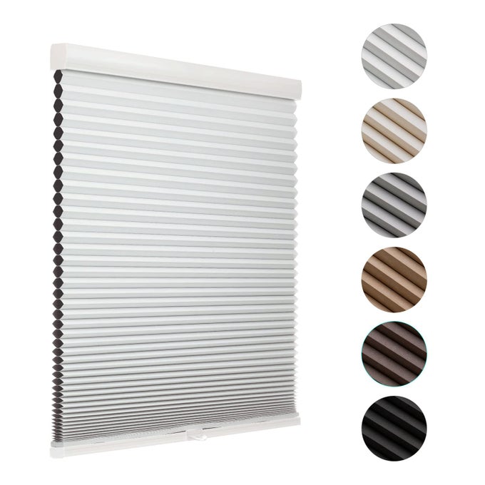 Blackout Cordless Cellular Shades Honeycomb Shade for Indoor Windows Room Darkening Blinds for Home Office Pull Down Window Shades Easy to Install 36 inch Wide H72 White Pleated Shade