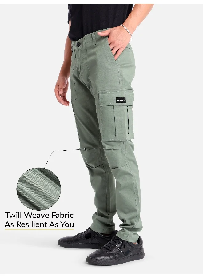 Beyoung Pistachio Green Cargo Pants for Men