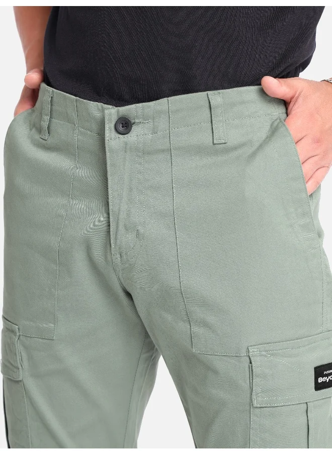 Beyoung Pistachio Green Cargo Pants for Men