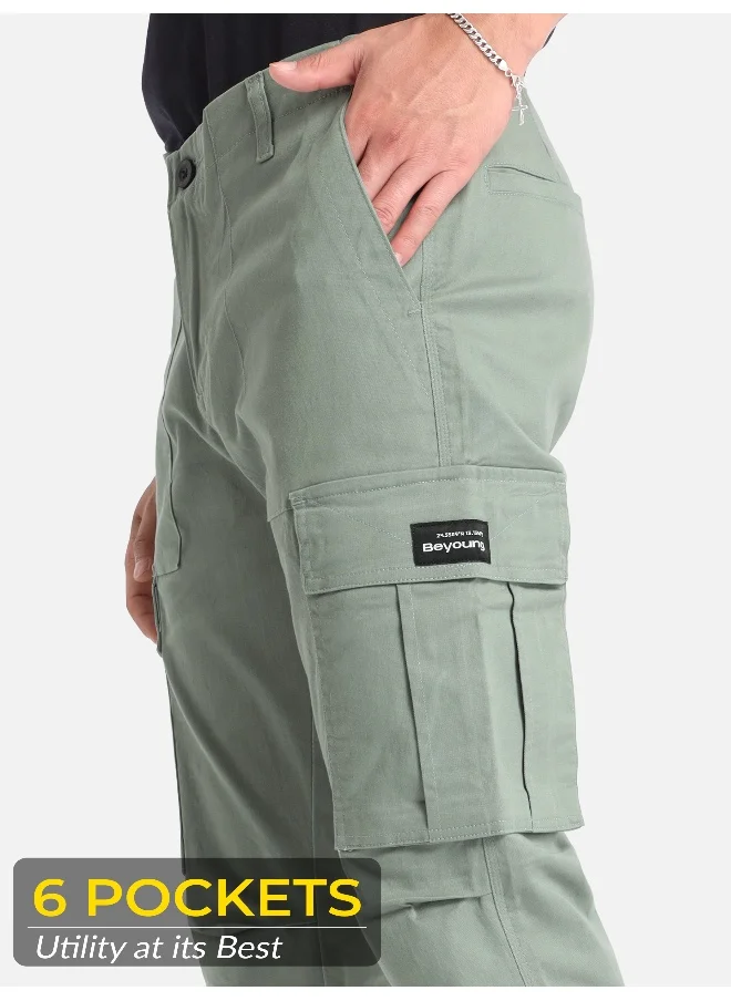 Beyoung Pistachio Green Cargo Pants for Men