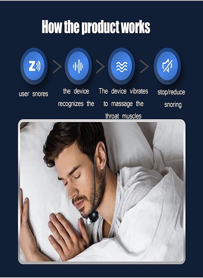 Excefore - Smart Throat Anti Snoring Device Snoring Detection by Impulse Sense USB Rechargeable Adaptive Adjustment Snore Stopper Solution for Men and Women Electric Stop Snoring for Deeply Sleep - Image 1