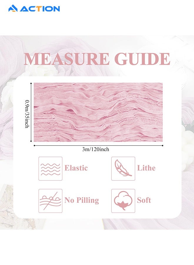 ACTION Cheesecloth Table Runner 120 Inches Blushing Pink Boho Gauze Cheese Cloth Runner 10ft Rustic Sheer Fall Table Runners For Thanksgiving Wedding Baby Shower Holiday Party Decoration - Image 2