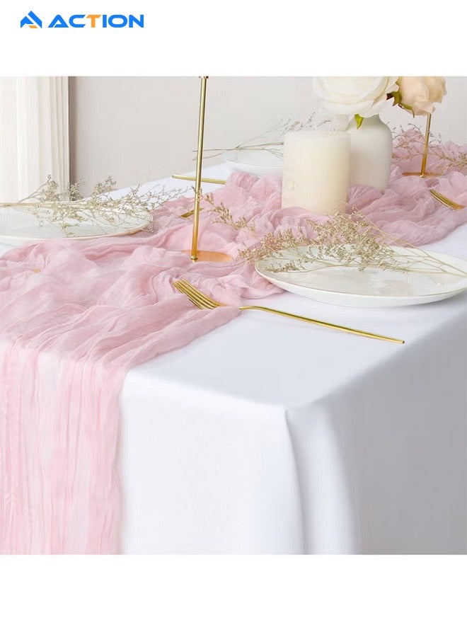 ACTION Cheesecloth Table Runner 120 Inches Blushing Pink Boho Gauze Cheese Cloth Runner 10ft Rustic Sheer Fall Table Runners For Thanksgiving Wedding Baby Shower Holiday Party Decoration - Image 1