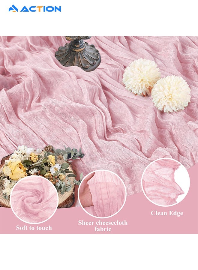 ACTION Cheesecloth Table Runner 120 Inches Blushing Pink Boho Gauze Cheese Cloth Runner 10ft Rustic Sheer Fall Table Runners For Thanksgiving Wedding Baby Shower Holiday Party Decoration - Image 4