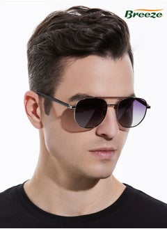Breeze Polarized Sunglasses for men Driving sunshade glasses Metal material  Gradient blue grey eyewear  - Image 4