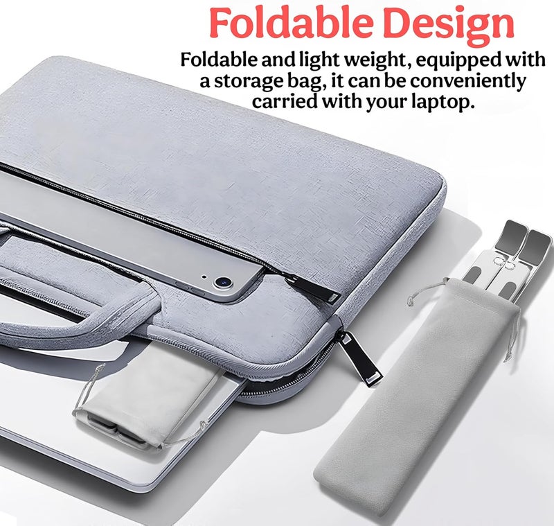 CLAPONE Premium Metal Laptop Stand Foldable, Aluminum Note Book Stand Portable Any Laptop Stand Adjustable Height/OverHeating Protection Laptops/MacBooks/Table and Many More (Metallic Silver, MLS001) - Image 5