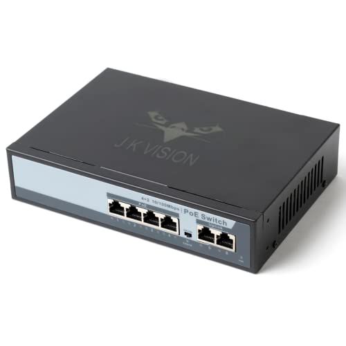 JK Vision 100M 4 Port PoE Switch JKV-PS-042M POE Injector Switch 6 Ports (2 uplink 4camera POE) 10/100mbps Compatible with J.K.Vision - Image 1