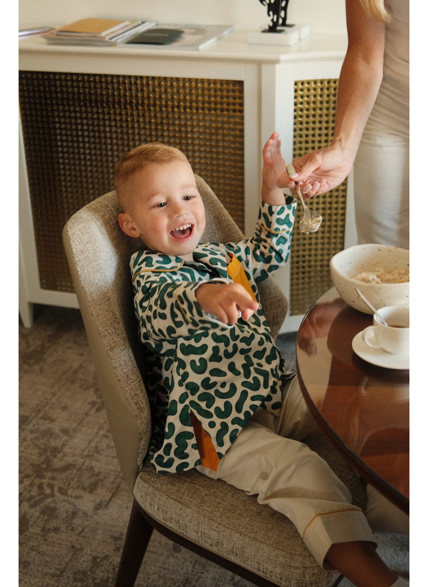 Mater&ME - Mater&ME Summer Outfit for Boys – Green Leopard Print, 100% Cotton Poplin, Soft and Breathable – 1 Set - Image 1