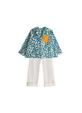 Mater&ME Mater&ME Summer Outfit for Boys – Green Leopard Print, 100% Cotton Poplin, Soft and Breathable – 1 Set  - Image 1