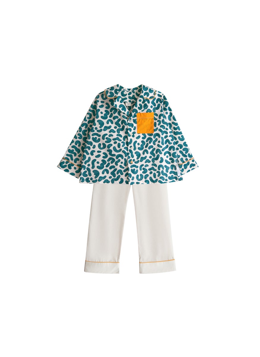 Mater&ME - Mater&ME Summer Outfit for Boys – Green Leopard Print, 100% Cotton Poplin, Soft and Breathable – 1 Set - Image 1