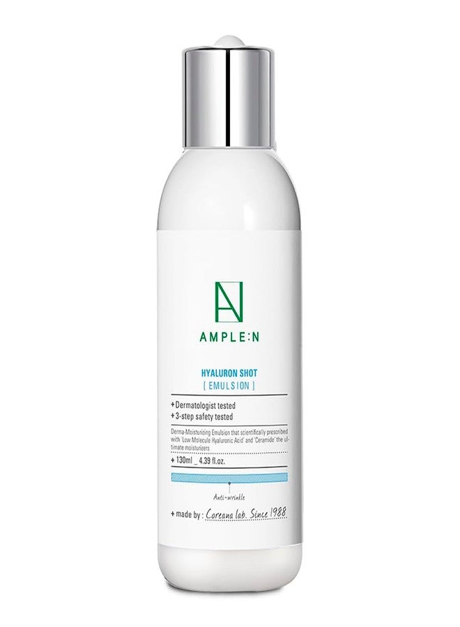 CORÉANA AMPLE:N Hyaluron Shot Emulsion - Korean Hyaluronic Acid Moisturizing Face Emulsion - Deep Nourishment and Strengthening Skin Barrier - Face Lotion to Smoothen Skin Texture, 4.39 fl.oz. - Image 1