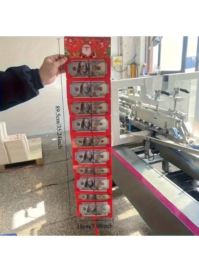 Red Christmas Cash Bag Gift Card Holder 10 Compartment Festive Party Supplies - Image 4