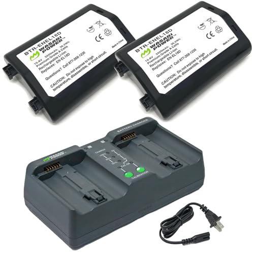 Wasabi Power Battery 2-Pack and Dual Charger for Nikon EN-EL18d, MH-33, Z9, D4, D5, D6, D850 (with adapters/Grips) - Image 1