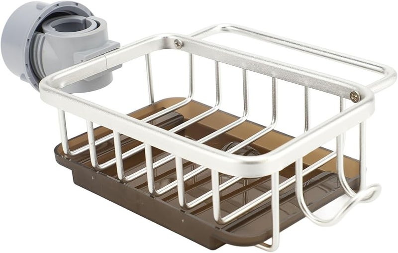 Sink Faucet Organizer with Hanging Rod Quick Drain Storage Holder for Kitchen Sponge Silver - Image 4