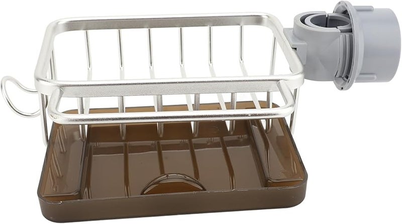 Sink Faucet Organizer with Hanging Rod Quick Drain Storage Holder for Kitchen Sponge Silver - Image 5