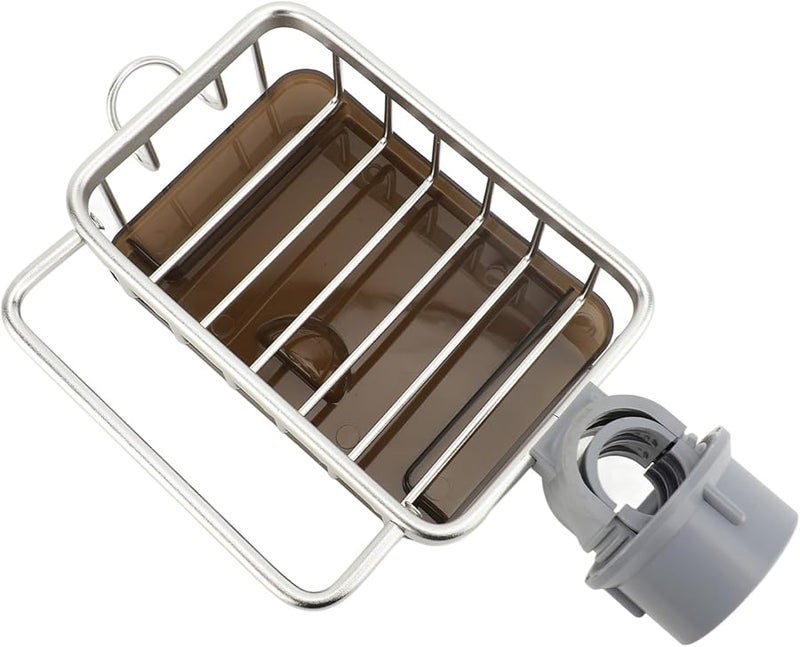 Sink Faucet Organizer with Hanging Rod Quick Drain Storage Holder for Kitchen Sponge Silver - Image 2