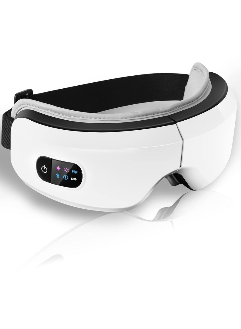 SYOSI Eye Massager with Heat, Air Compression Eye Massager for Migraine Headache Relief with Bluetooth Music, Eye Massager for Dry Eyes Fatigue Dark Circles Improve Circulation and Sleep（White） - Image 1