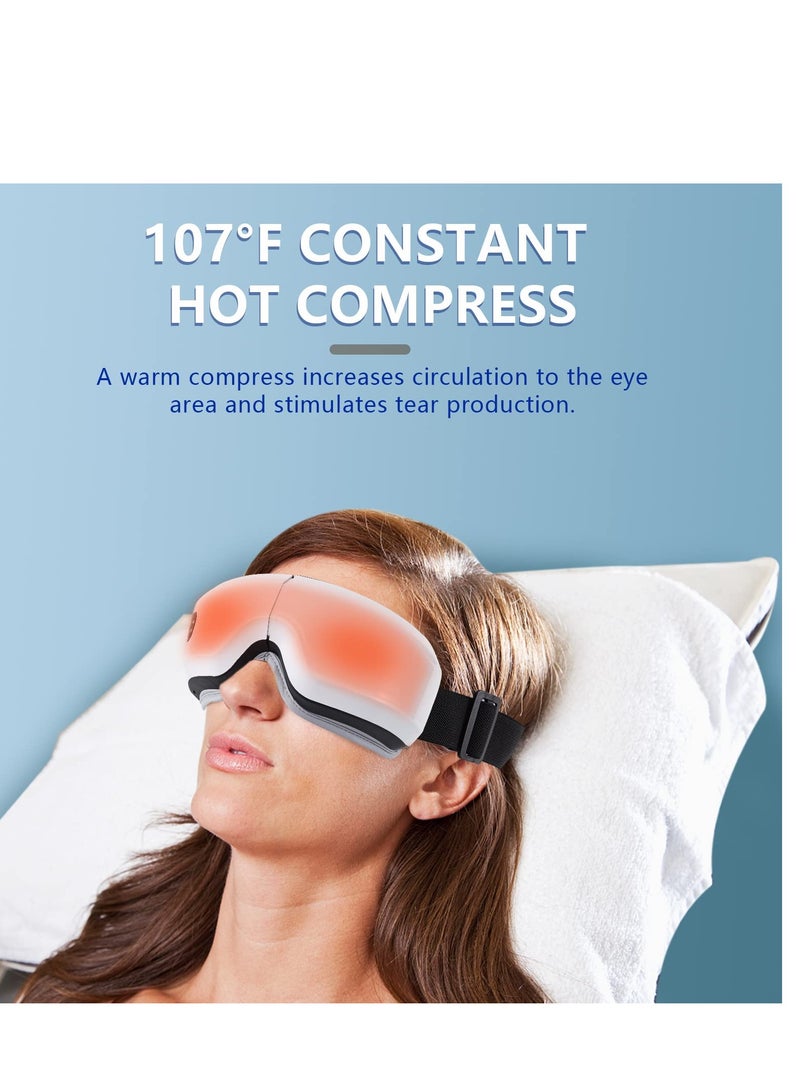 SYOSI Eye Massager with Heat, Air Compression Eye Massager for Migraine Headache Relief with Bluetooth Music, Eye Massager for Dry Eyes Fatigue Dark Circles Improve Circulation and Sleep（White） - Image 4