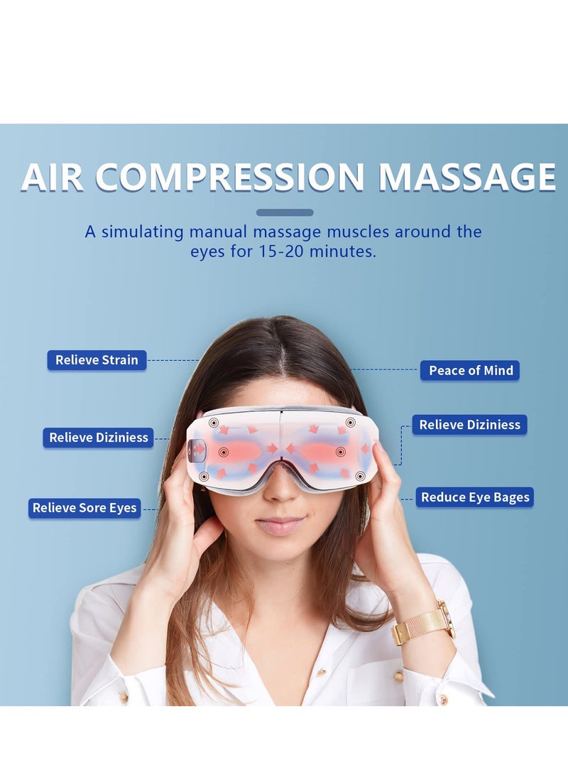 SYOSI Eye Massager with Heat, Air Compression Eye Massager for Migraine Headache Relief with Bluetooth Music, Eye Massager for Dry Eyes Fatigue Dark Circles Improve Circulation and Sleep（White） - Image 3