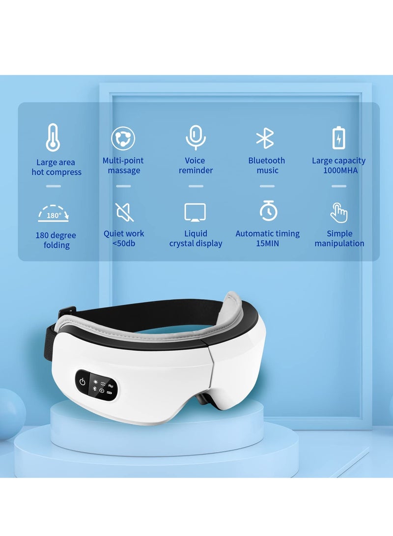 SYOSI Eye Massager with Heat, Air Compression Eye Massager for Migraine Headache Relief with Bluetooth Music, Eye Massager for Dry Eyes Fatigue Dark Circles Improve Circulation and Sleep（White） - Image 2