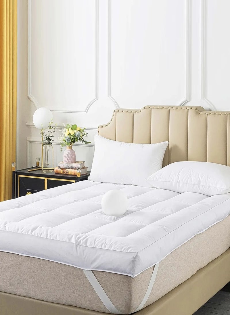 Blueberry Mattress Topper Box Design With 4 Corner Elastic Straps 10cm Thick 140x200cm  - Image 1