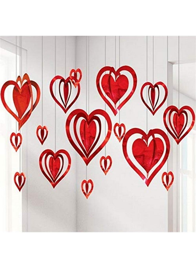 Balloonistics Foil 3D Heart Hanging Foil, Red- Pack of 5 Sets 80 Pieces